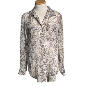 Equipment Femme Silk Butterfly Wings Sheer Button Down Size M